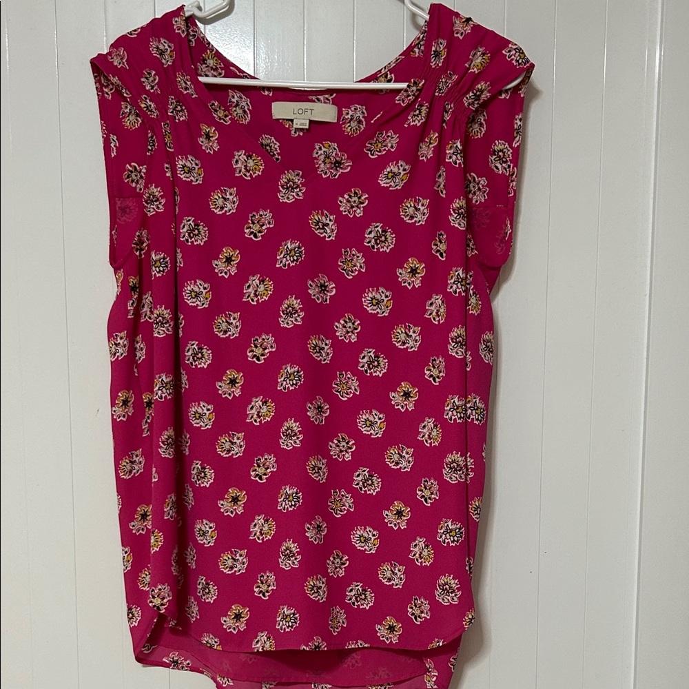 LOFT Fuchsia Floral Blouse